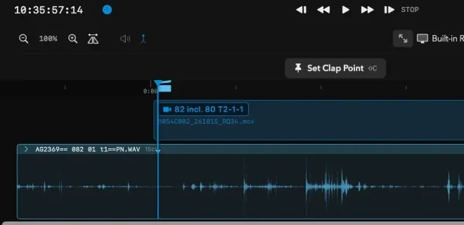 Sync Check timeline with waveform and clap point